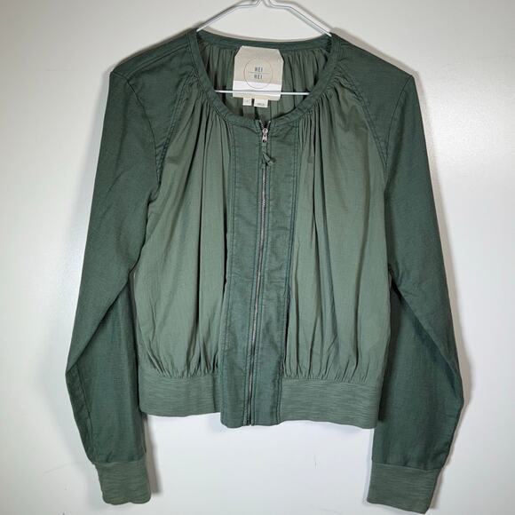 Anthropologie Hei Hei Hilltop Olive Green Bomber Jacket Small Lightweight Boho - Picture 5 of 12